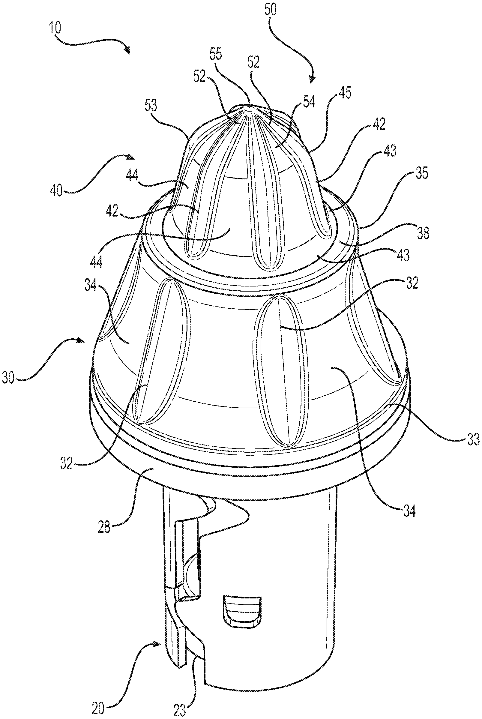 Carbide cutter bit with ribbed sides and conical tip