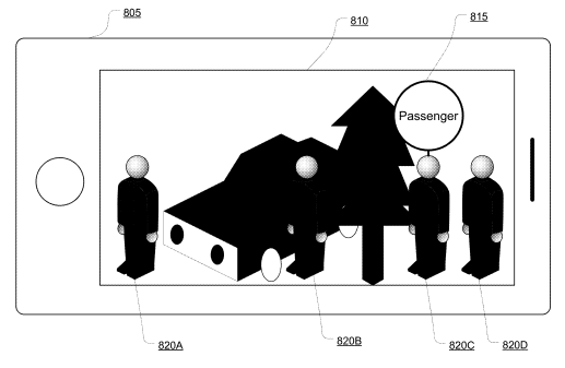 Apple Augmented Reality Interface for Facilitating the Identification of an Arriving Vehicle or a Passenger