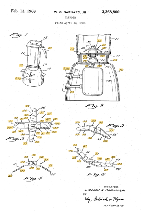 The Blender (U.S. 3,368,800)