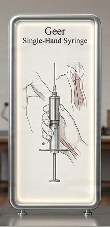 Single Hand Operable Syringe by Letitia Mumford Geer