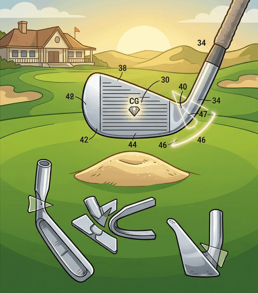 Golf club set with improved off center impact performance